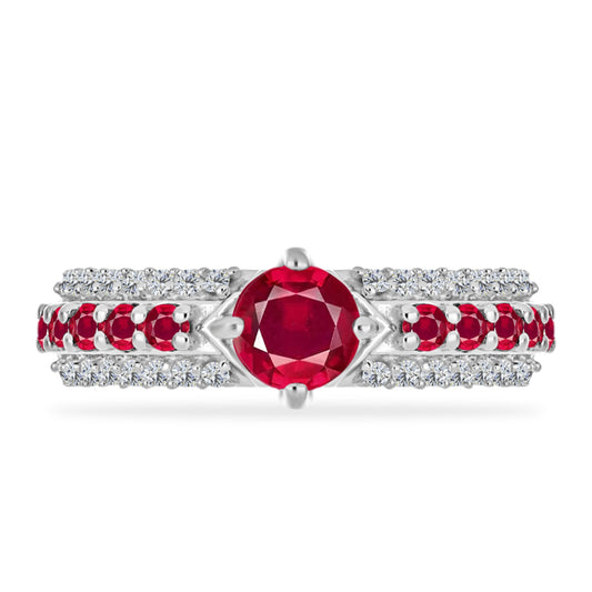 Anillo de Plata con Rubí de Madagascar y Diamante blanco