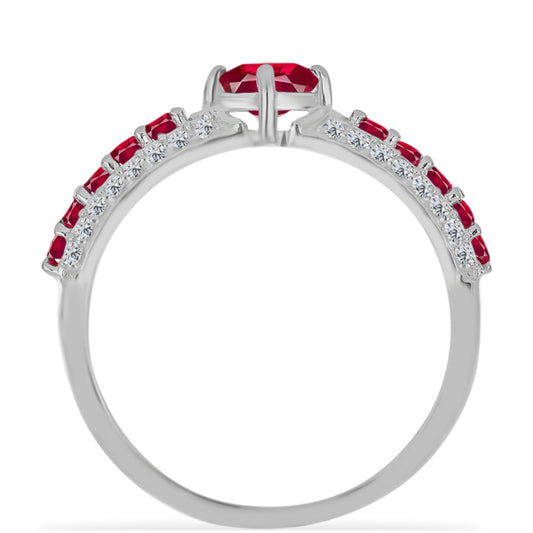 Anillo de Plata con Rubí de Madagascar y Diamante blanco