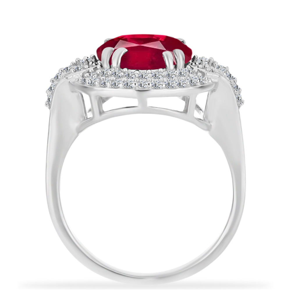 Anillo de Plata con Rubí de Madagascar y Diamante blanco