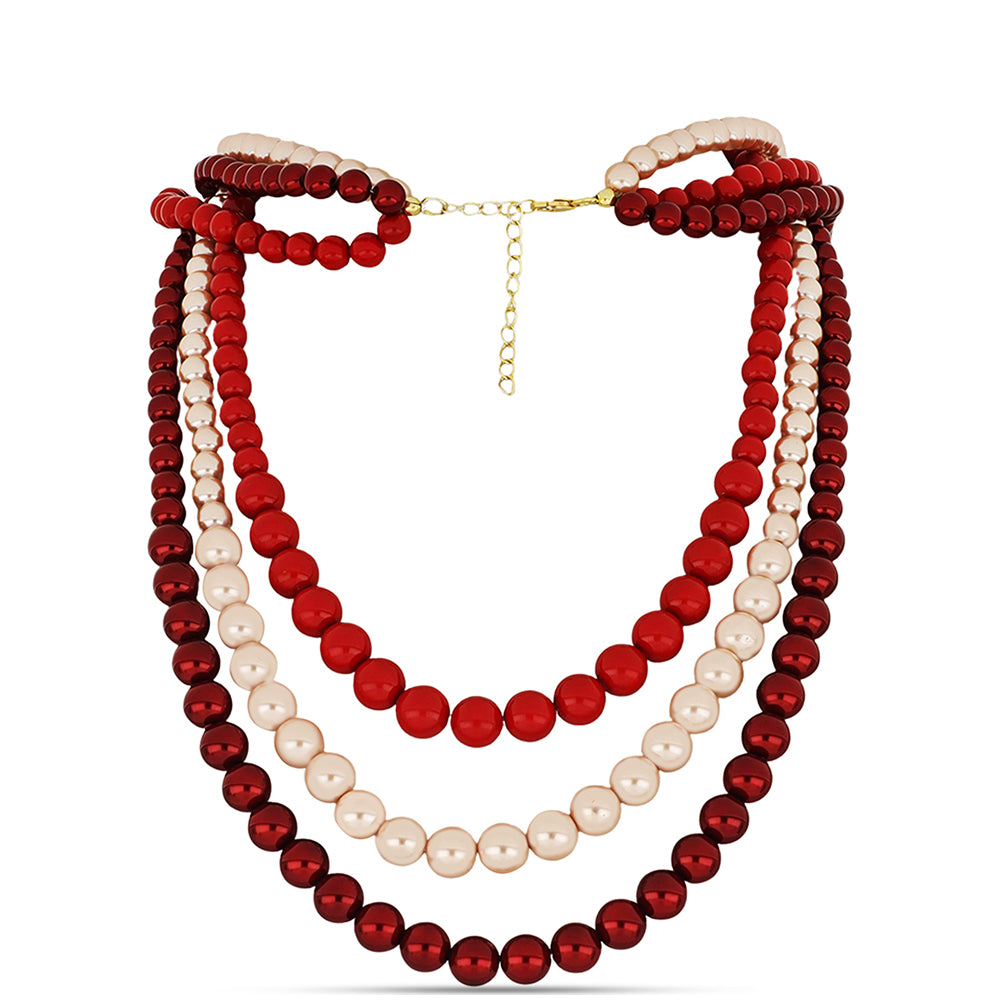 Collar de Plata Bañada en Oro con Perlas Melocotón 1 