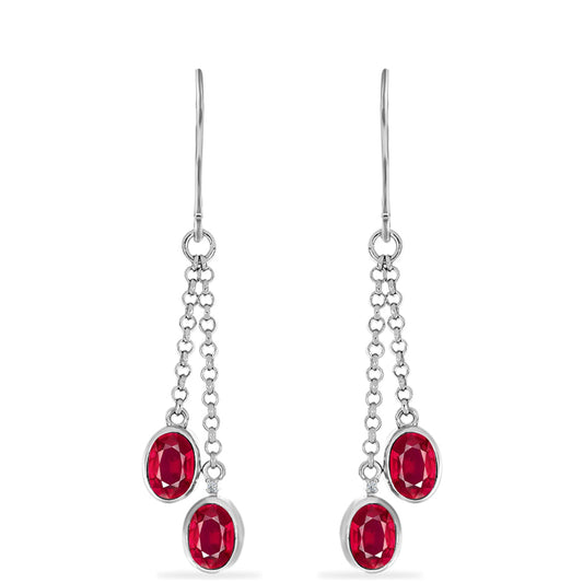 Pendientes de Plata con Rubí de Madagascar y Diamante blanco