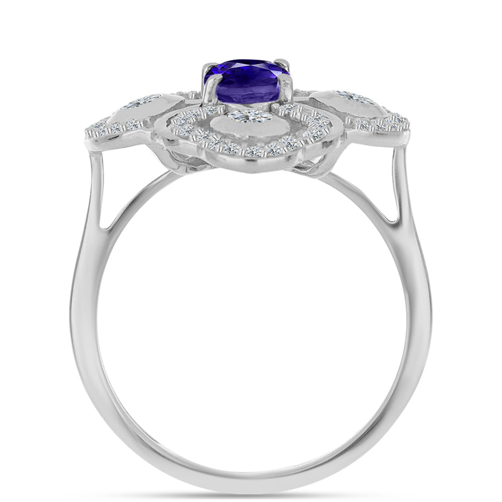 Anillo de Plata con Lolita y Topacio Blanco 2 