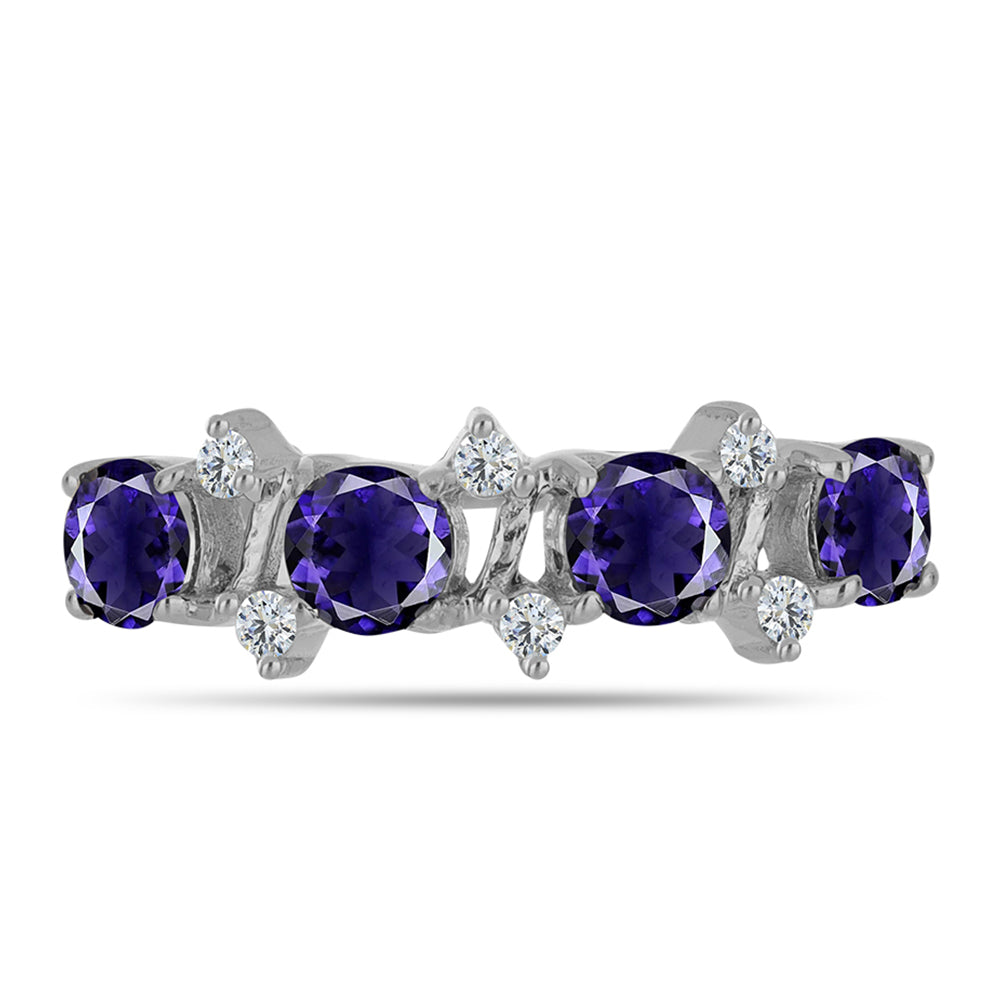 Anillo de Plata con Lolita y Topacio Blanco