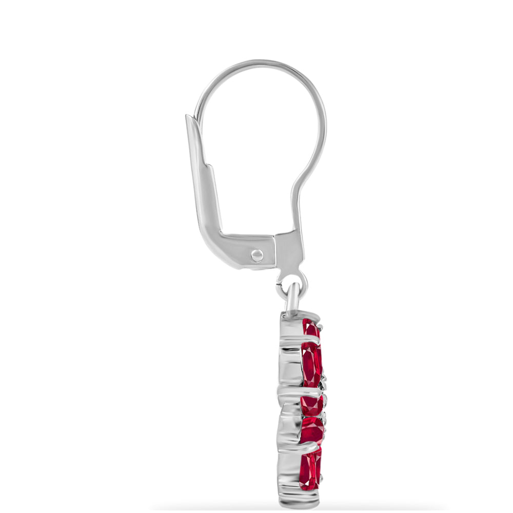 Pendientes de Plata con Rubí de Madagascar y Diamante blanco 2 