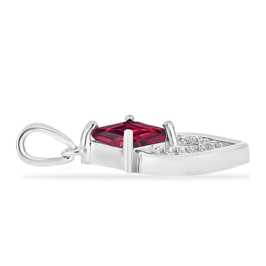 Colgante de Plata con Rubí de Madagascar y Diamante blanco