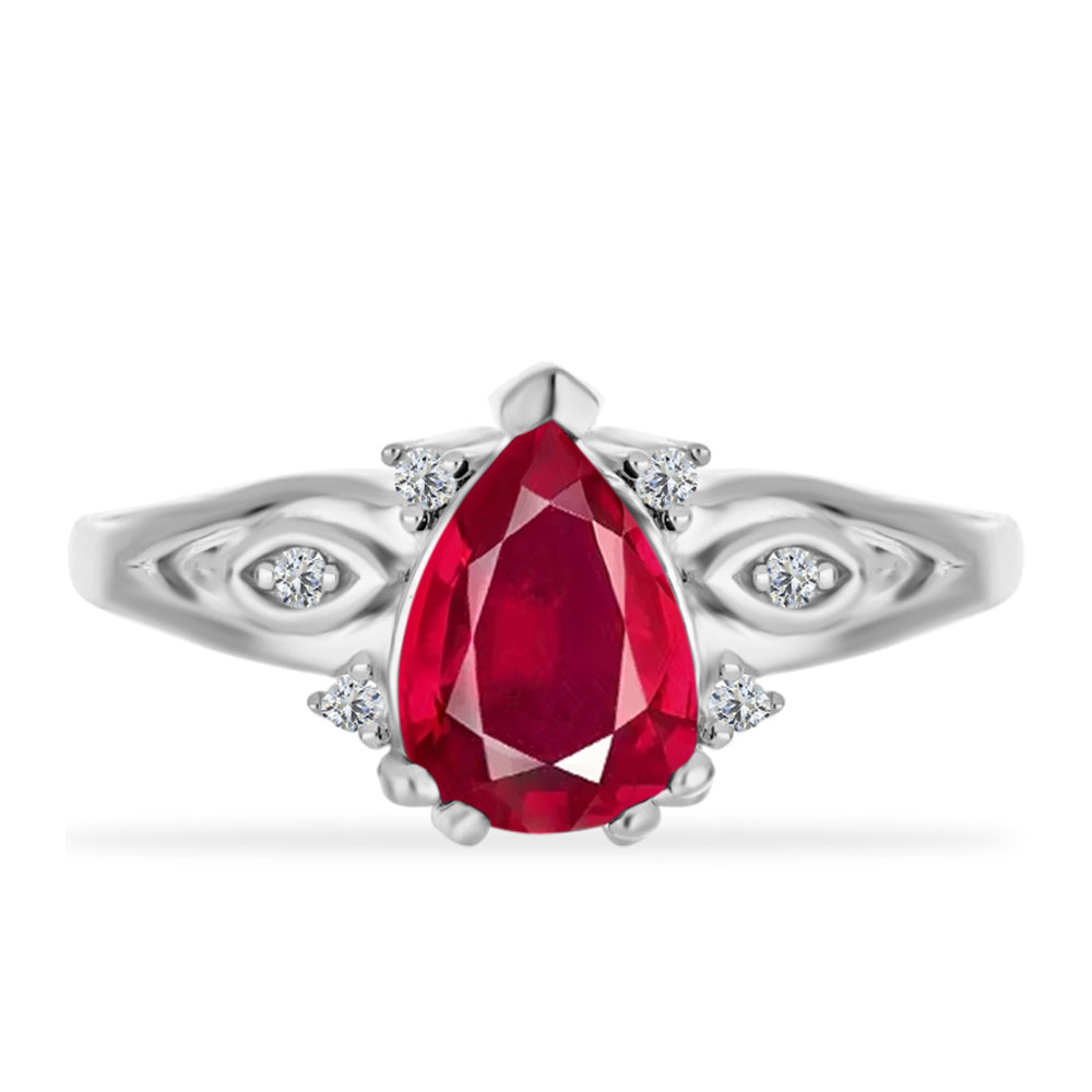 Anillo de Plata con Rubí de Madagascar y Diamante blanco 1 