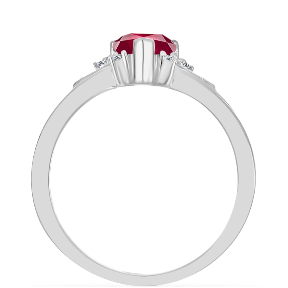 Anillo de Plata con Rubí de Madagascar y Diamante blanco 2 