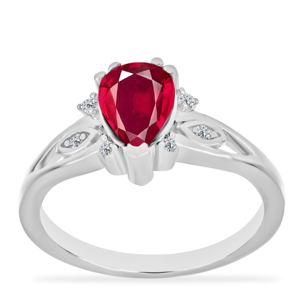 Anillo de Plata con Rubí de Madagascar y Diamante blanco 3 