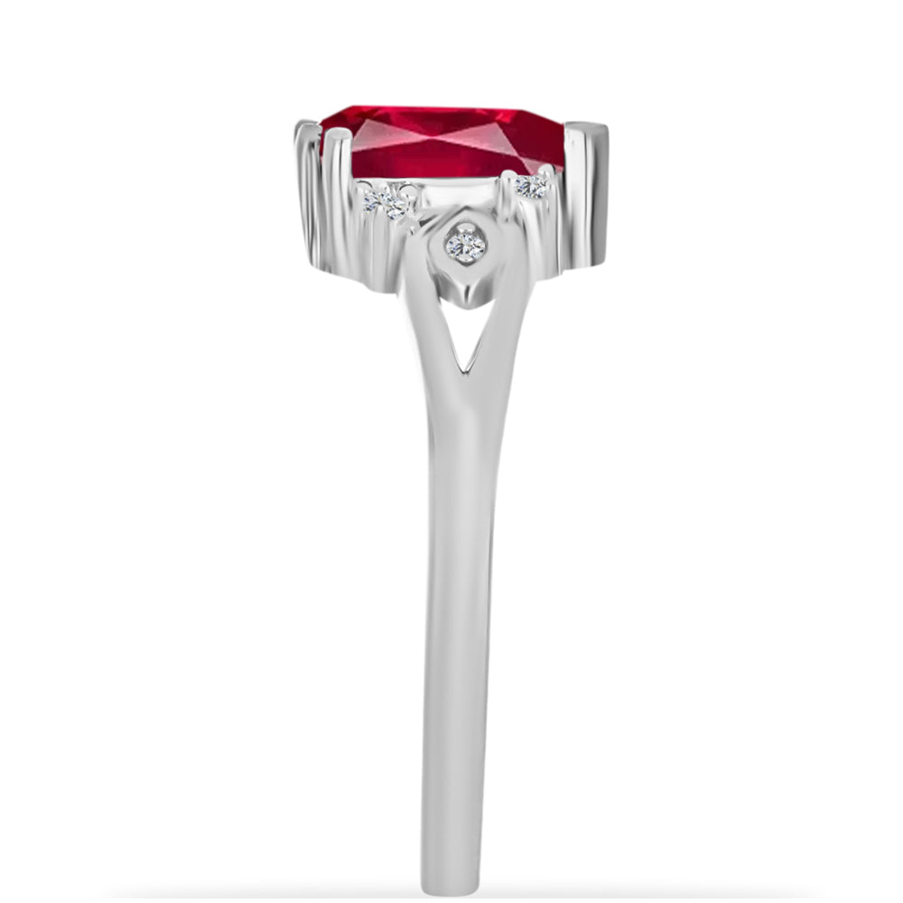 Anillo de Plata con Rubí de Madagascar y Diamante blanco 4 