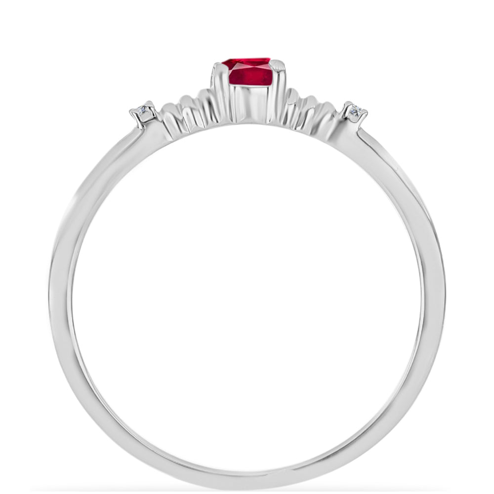 Anillo de Plata con Rubí de Madagascar y Diamante blanco 2 