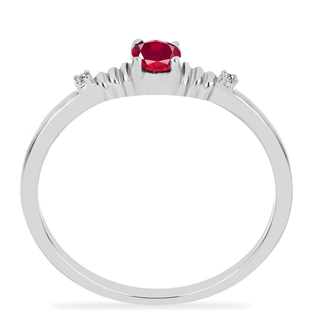 Anillo de Plata con Rubí de Madagascar y Diamante blanco 3 