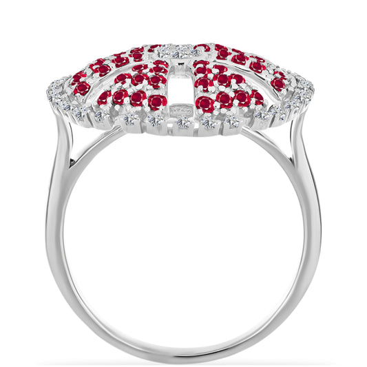 Anillo de Plata con Rubí de Madagascar y Diamante blanco