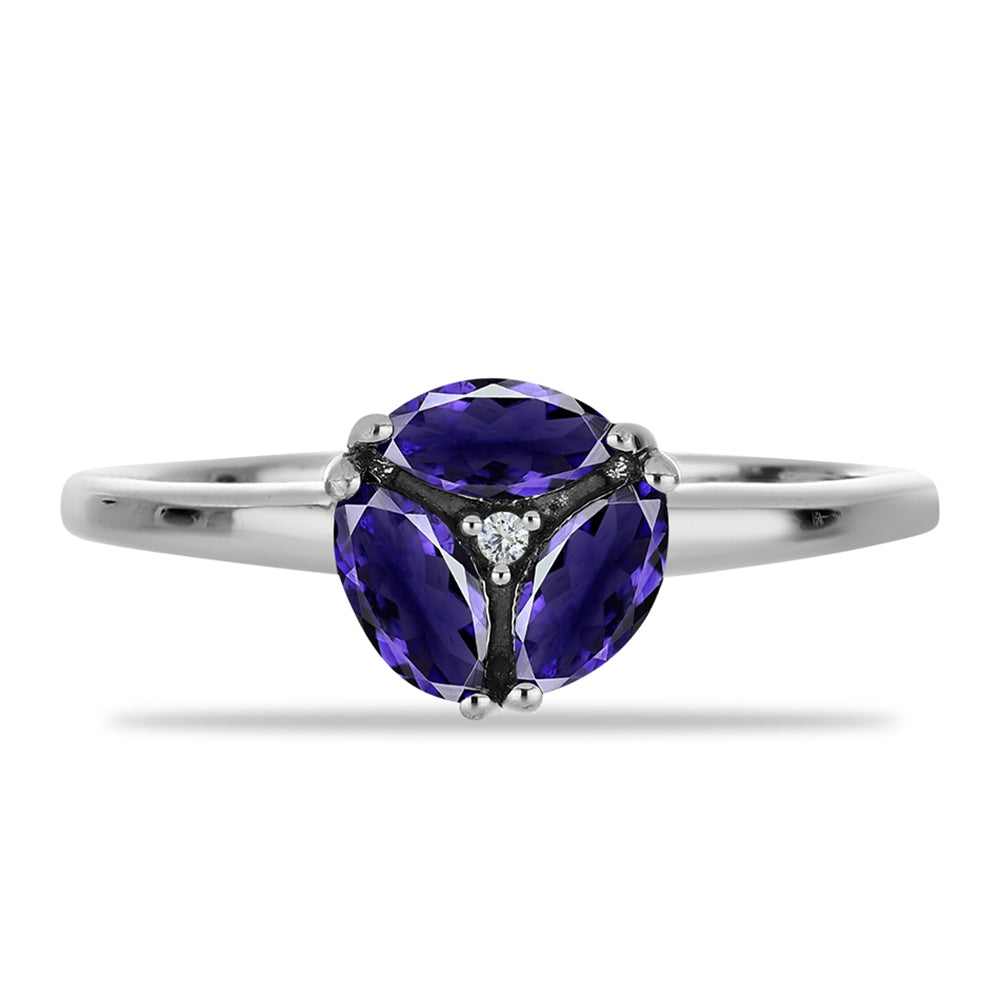 Anillo de Plata con Lolita y Topacio Blanco