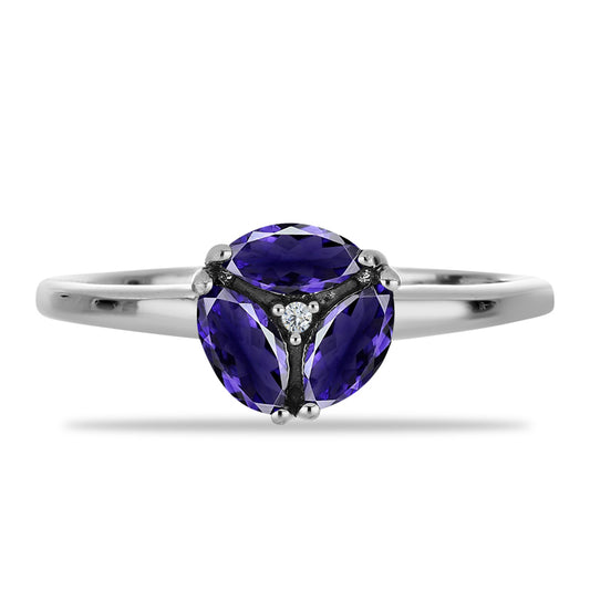 Anillo de Plata con Lolita y Topacio Blanco