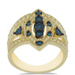 Anillo de Plata Bañada en Oro con Diamante Azul