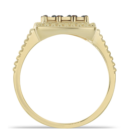 Anillo de Plata Bañada en Oro con Diamante Azul