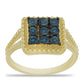 Anillo de Plata Bañada en Oro con Diamante Azul
