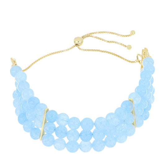 Pulsera de Plata Bañada en Oro con Calcedonia Aqua