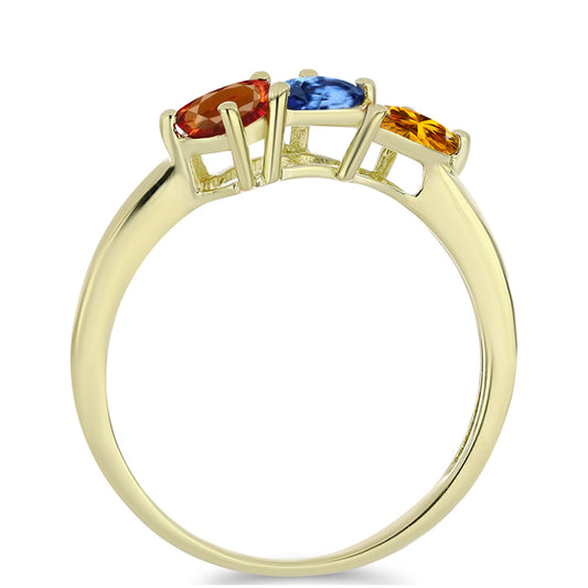 Anillo de Plata Bañada en Oro con Zafiro Arco Iris Rosebery