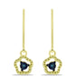 Pendientes de Plata Bañada en Oro con Diamante Azul