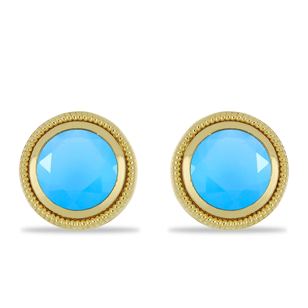 Pendientes de Plata Bañada en Oro con Calcedonia Aqua