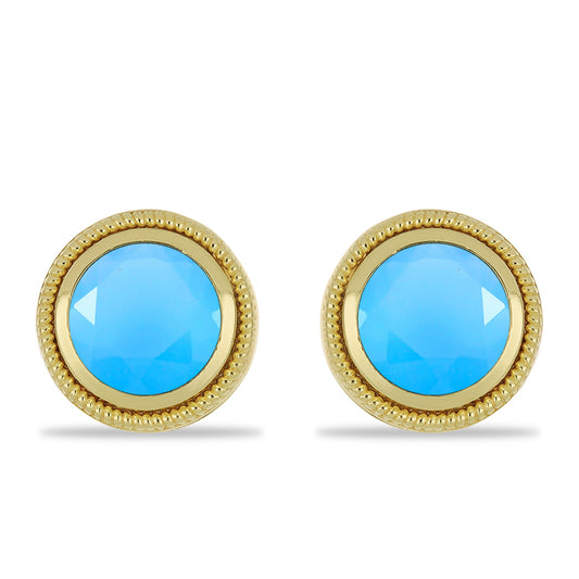 Pendientes de Plata Bañada en Oro con Calcedonia Aqua