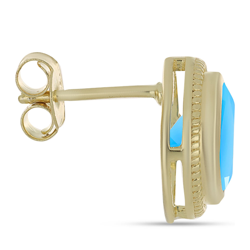 Pendientes de Plata Bañada en Oro con Calcedonia Aqua 2 
