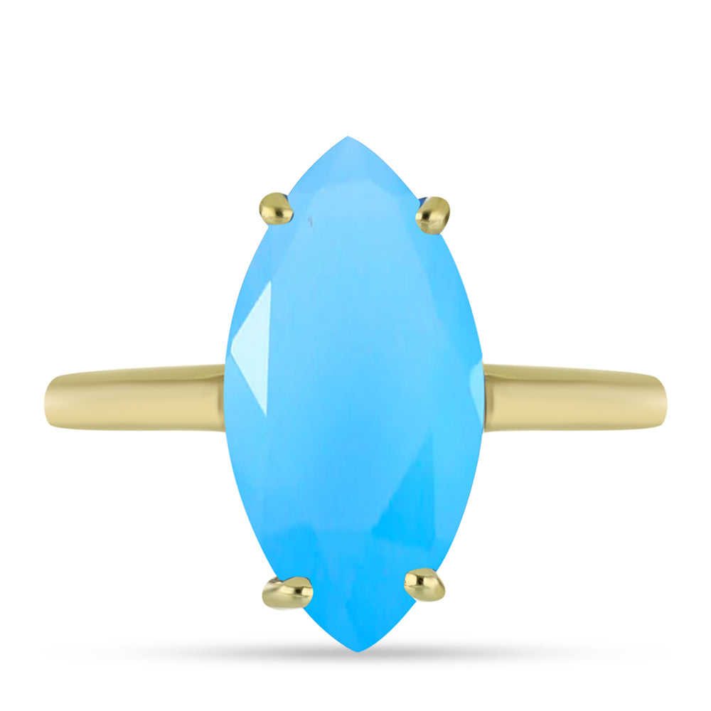 Anillo de Plata Bañada en Oro con Calcedonia Aqua 1 