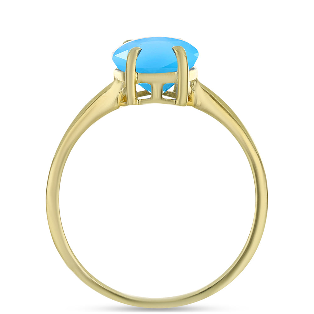 Anillo de Plata Bañada en Oro con Calcedonia Aqua 2 