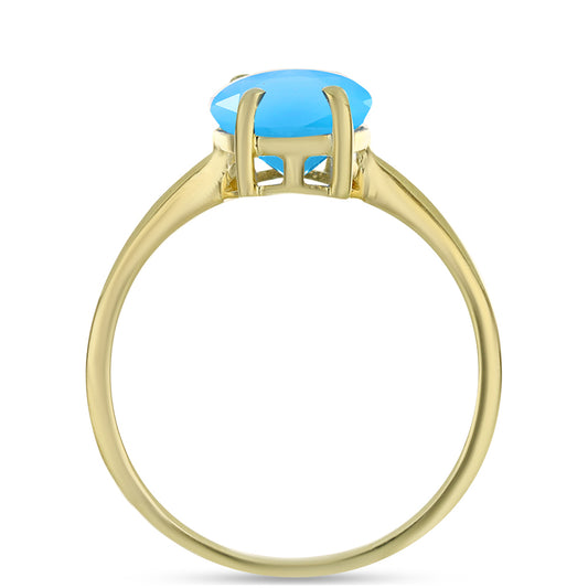 Anillo de Plata Bañada en Oro con Calcedonia Aqua
