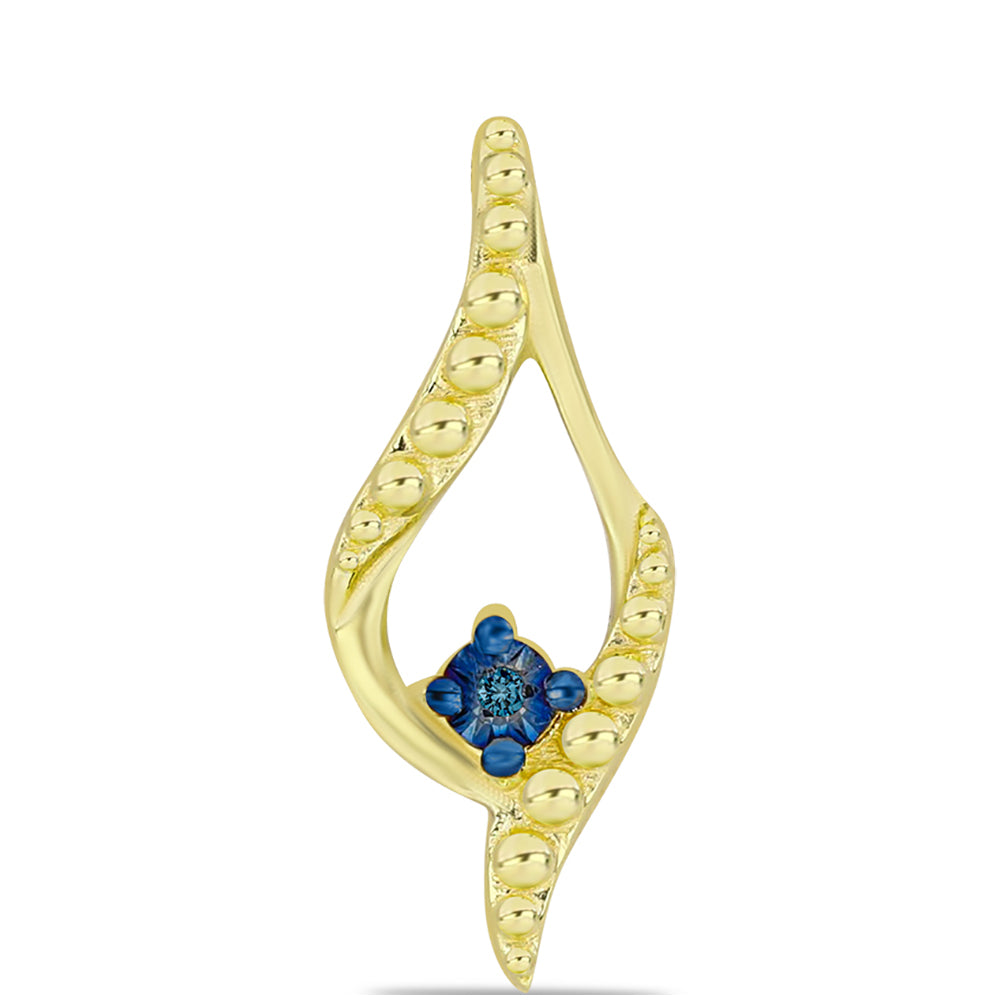 Conjunto de Plata Bañada en Oro con Diamante Azul ( Pendientes +Colgante )