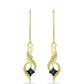 Conjunto de Plata Bañada en Oro con Diamante Azul ( Pendientes +Colgante )