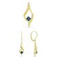 Conjunto de Plata Bañada en Oro con Diamante Azul ( Pendientes +Colgante )
