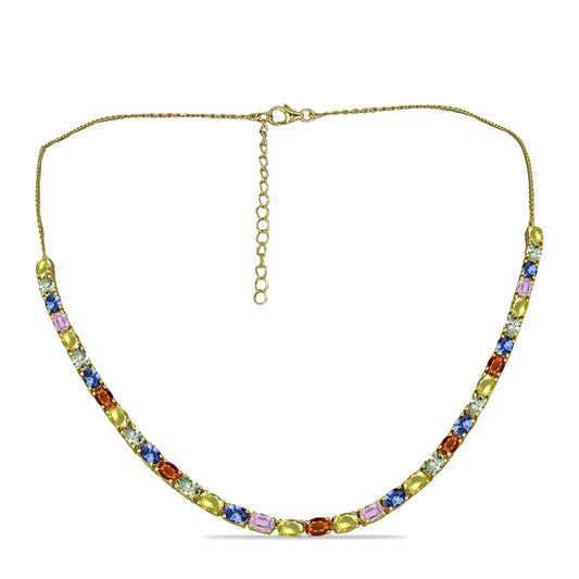Collar de Plata Bañada en Oro con Zafiro Arco Iris Rosebery