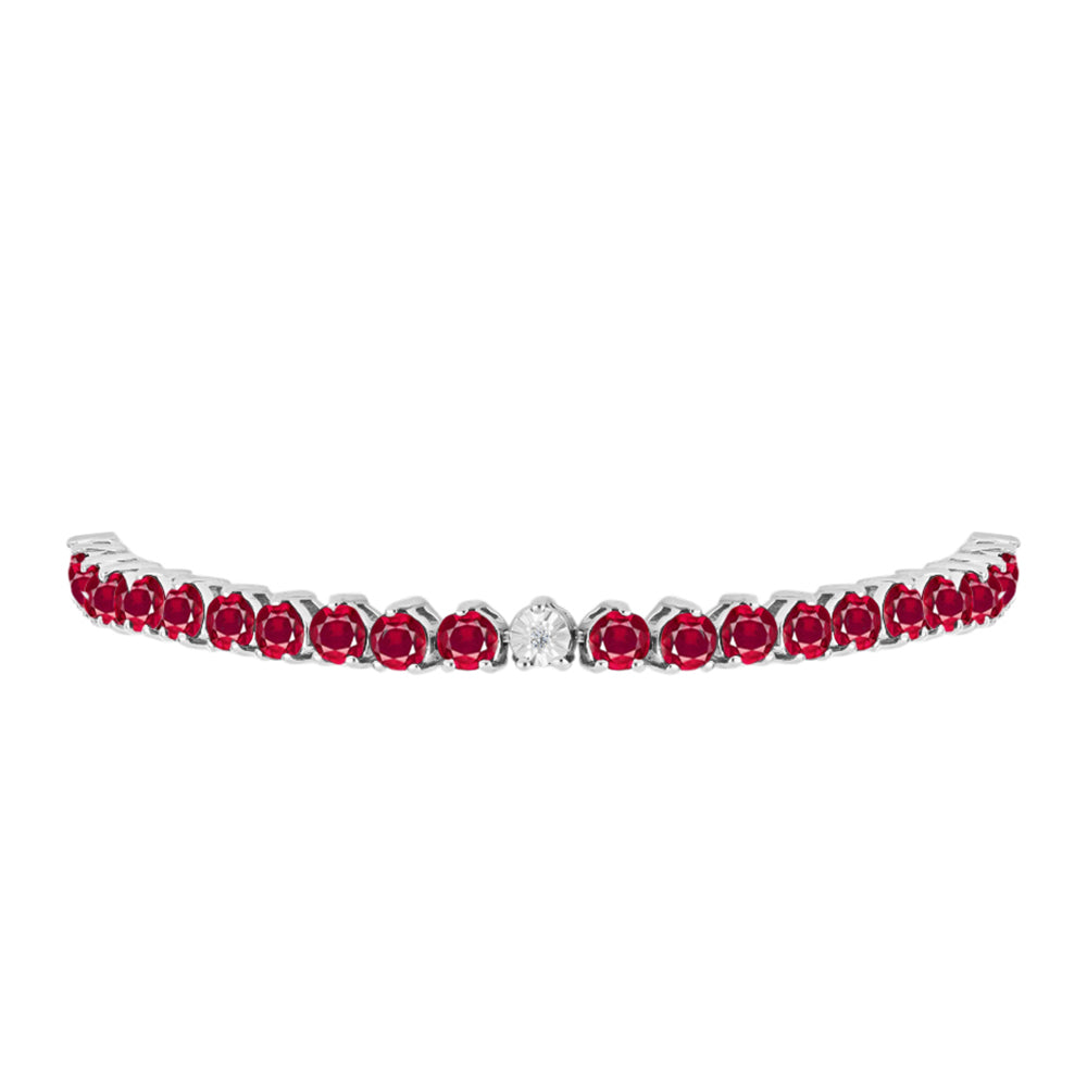 Pulsera de Plata con Rubí de Madagascar y Diamante