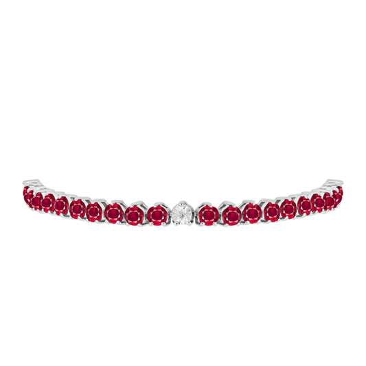 Pulsera de Plata con Rubí de Madagascar y Diamante