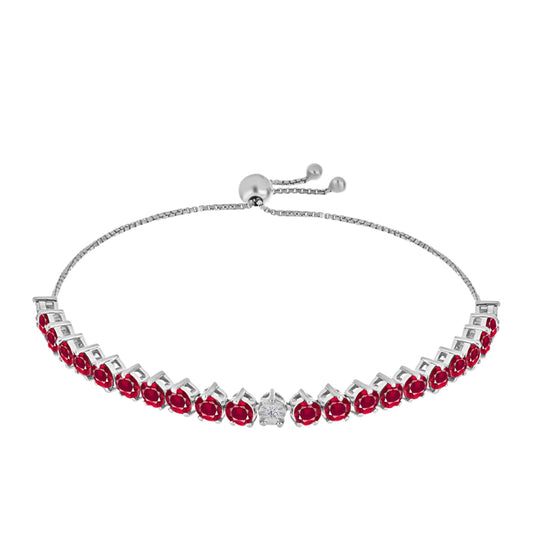 Pulsera de Plata con Rubí de Madagascar y Diamante