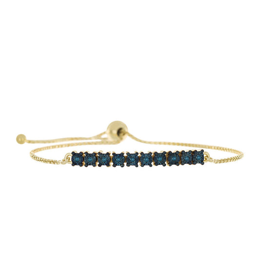 Pulsera de Plata Bañada en Oro con Diamante Azul