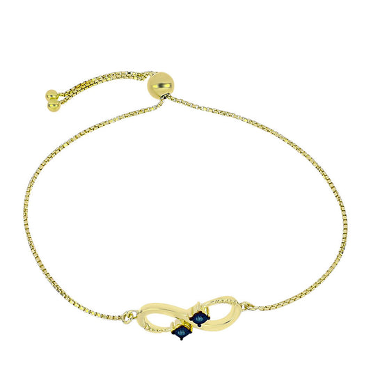Pulsera de Plata Bañada en Oro con Diamante Azul