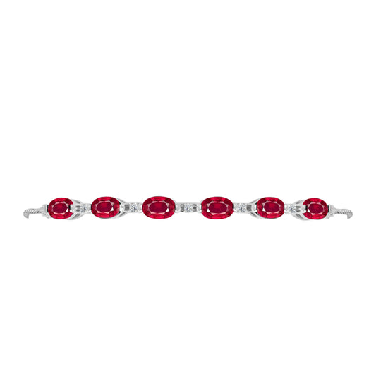 Pulsera de Plata con Rubí de Madagascar y Diamante blanco