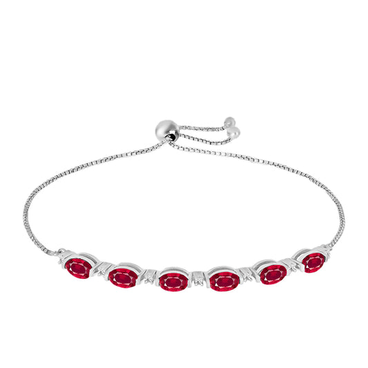 Pulsera de Plata con Rubí de Madagascar y Diamante blanco