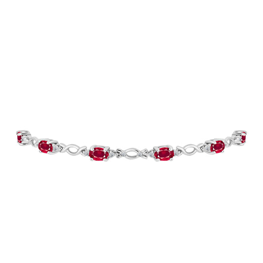 Pulsera de Plata con Rubí de Madagascar y Diamante blanco