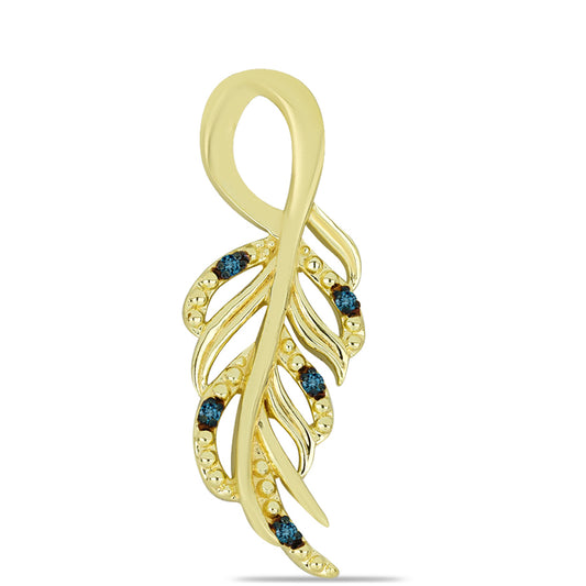 Colgante de Plata Bañada en Oro con Diamante Azul