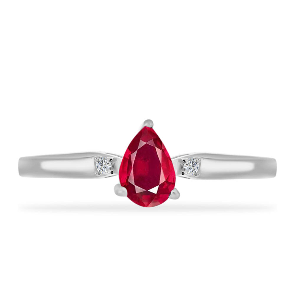Anillo de Plata con Rubí de Madagascar y Diamante blanco