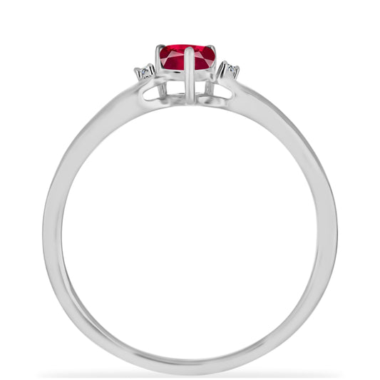 Anillo de Plata con Rubí de Madagascar y Diamante blanco