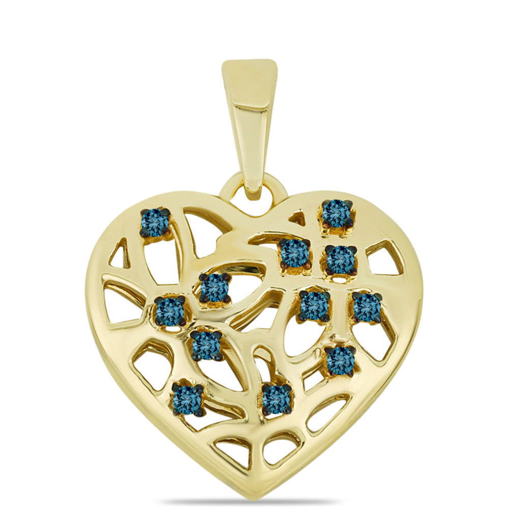 Colgante de Plata Bañada en Oro con Diamante Azul