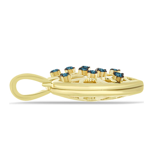 Colgante de Plata Bañada en Oro con Diamante Azul