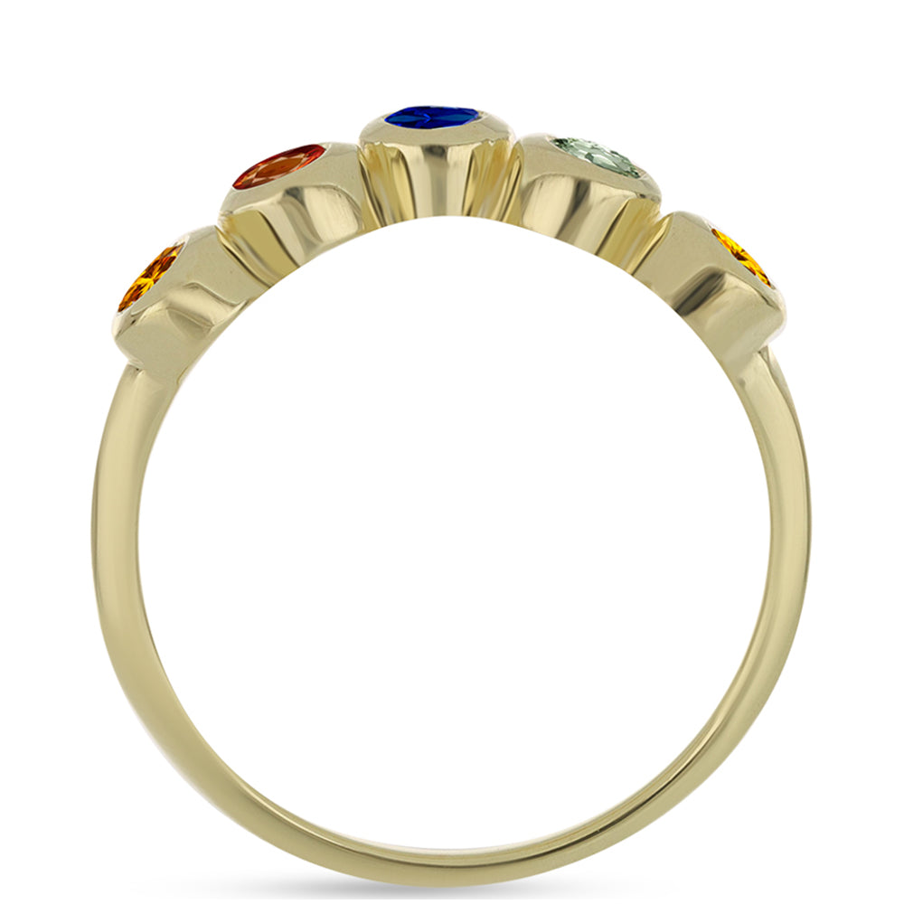 Anillo de Plata Bañada en Oro con Zafiro Arco Iris Rosebery 2 