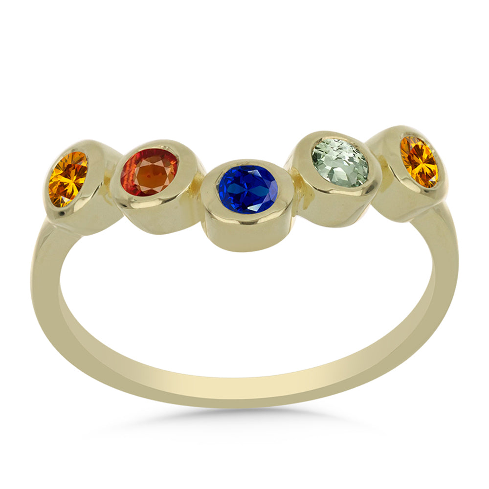 Anillo de Plata Bañada en Oro con Zafiro Arco Iris Rosebery 3 
