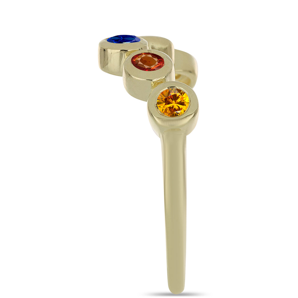 Anillo de Plata Bañada en Oro con Zafiro Arco Iris Rosebery 4 